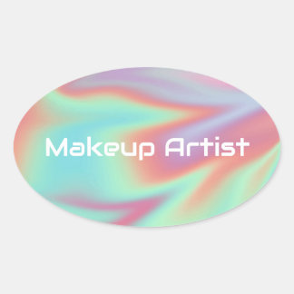 Pastel Holographic Swirl Abstract Ovaler Aufkleber
