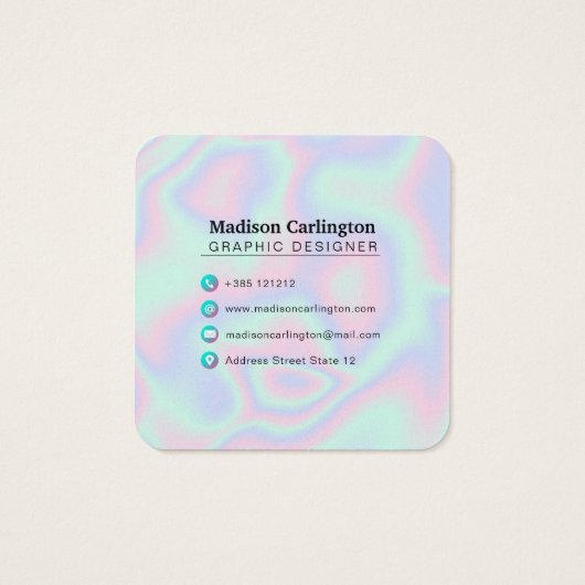 Pastel Holographic Texture Business Card (Rückseite)