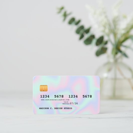 Pastel Holographic Texture Credit Card Style Visitenkarte (Stehend Vorderseite)