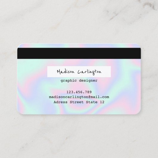 Pastel Holographic Texture Credit Card Style Visitenkarte (Rückseite)