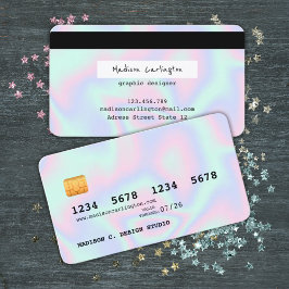 Pastel Holographic Texture Credit Card Style Visitenkarte