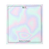 Pastel Holographic Texture Monogram Initials Notizblock (Vorderseite)