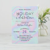 Pastel Holographic Texture Snowflakes Holiday Einladung (Stehend Vorderseite)