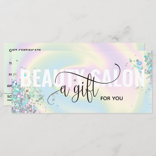 Pastel Holographic Unicorn Moderne Geschenkkarte (Vorne/Hinten)