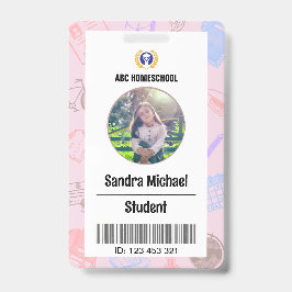 Pastel Homeschool Student ID Card mit Foto & Bar Ausweis