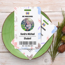 Pastel Homeschool Student ID Card mit Foto & Bar