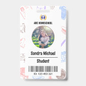 Pastel Homeschool Student ID Card mit Foto & Bar Ausweis (Front)