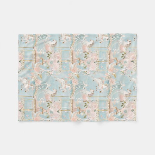 Pastel Horse Carousel Muster Fleecedecke (Vorderseite (Horizontal))