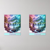 Pastel Horse Waterfall Fantasy Landschaft Bilderwand Sets (Vorderseite)