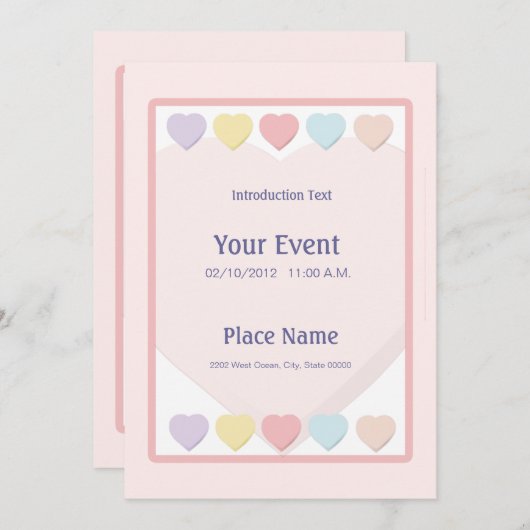 Pastel hört Einladung (Vorne/Hinten)