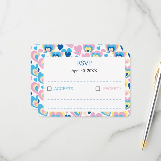 Pastel hört. RSVP karte (Vorderseite/Rückseite Beispiel)