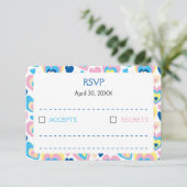 Pastel hört. RSVP karte (Stehend Vorderseite)