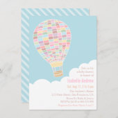 Pastel Hot Air Ballon Babydusche Einladungen (Vorne/Hinten)