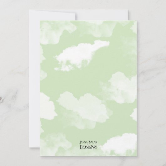 Pastel Hot Air Ballon Geschlecht Neutral Baby Dusc Einladung (Rückseite)