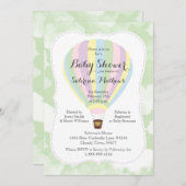 Pastel Hot Air Ballon Geschlecht Neutral Baby Dusc Einladung (Vorne/Hinten)
