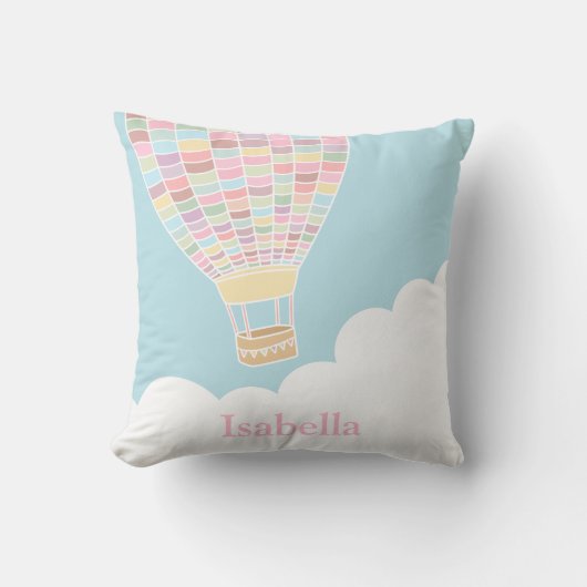 Pastel Hot Air Ballon Kinderzimmer Decke Kissen (Vorderseite)