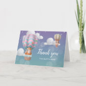Pastel Hot Air Ballon Tiere Danke Karte (Vorderseite)