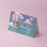 Pastel Hot Air Ballon Tiere Danke