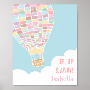 Pastel Hot Air Balloon Girls Zimmerdekor Poster