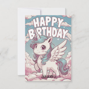 Pastel Hübsch Unicorn Geburtstag Karte