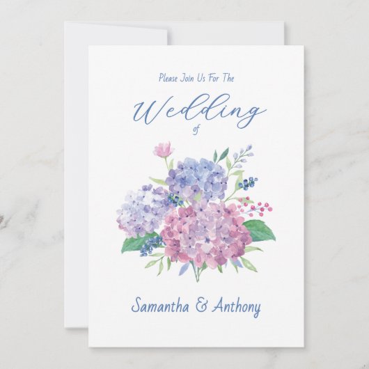 Pastel Hydrangea Blume Hochzeit Einladung (Vorderseite)