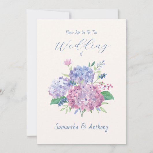 Pastel Hydrangea Blume Hochzeit Einladung (Vorderseite)