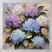 Pastel Hydrangea Bouquet – Textured Floral Poster (Vorne)