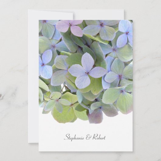 Pastel Hydrangea Hochzeitseinladungen, grauer Text Einladung (Vorderseite)