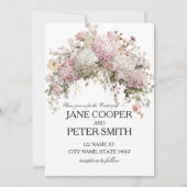Pastel hydrangeas and roses Budget Wedding Einladung (Vorderseite)