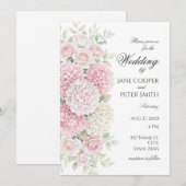 Pastel hydrangeas and roses Budget Wedding Einladung (Vorne/Hinten)