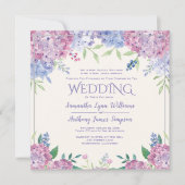 Pastel Hydrangeas - Blumenhochzeit Einladung (Vorderseite)