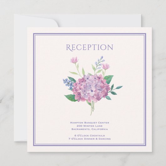 Pastel Hydrangeas - Blumenhochzeit Einladung (Rückseite)