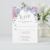 Pastel Hydrangeas, Blumenhochzeit RSVP Karte (Stehend Vorderseite)