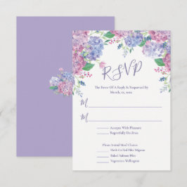 Pastel Hydrangeas, Blumenhochzeit RSVP Karte