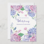 Pastel Hydrangeas Lila Wedding Einladung (Vorderseite)
