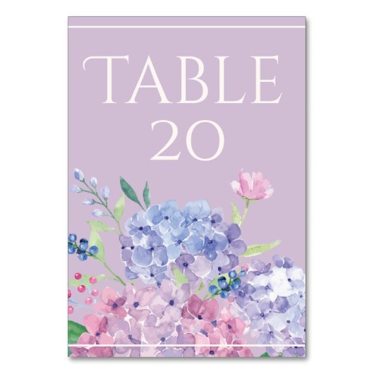 Pastel Hydrangeas - Vertikal 3,5" x 5" Tabletten Tischnummer (Vorderseite)