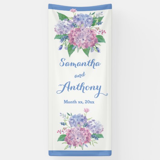 Pastel Hydrangeas - Vertikales Hochzeitsbanner Banner (Vertikal)