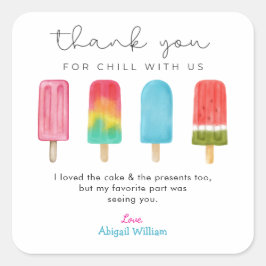 Pastel Ice Cream Birthday Danke, Ihre Karten Quadratischer Aufkleber