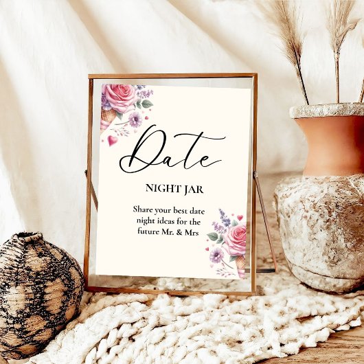 Pastel Ice Cream Brautparty Paare Hochzeit Zeichen Poster