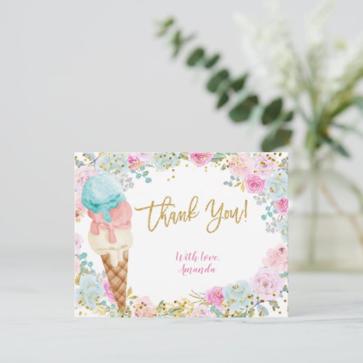 Pastel Ice Cream Danke Karte (Stehend Vorderseite)
