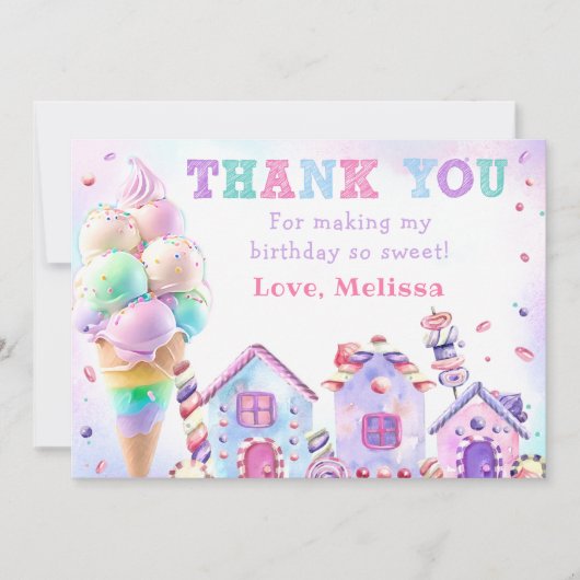 Pastel Ice Cream Geburtstag Danke Karte (Vorderseite)