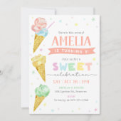 Pastel Ice Cream Geburtstag Einladung (Vorderseite)