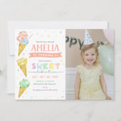 Pastel Ice Cream Geburtstag Foto Einladung (Vorderseite)
