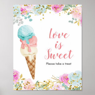 Pastel Ice Creme Wasserfarbe Liebe ist Sweet Sign Poster