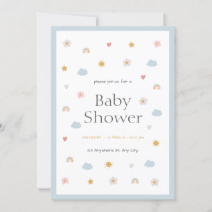 Pastel Illustrative Babydusche Einladung