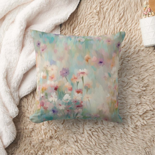 Pastel Impressionist Blume Kissen (Decke)