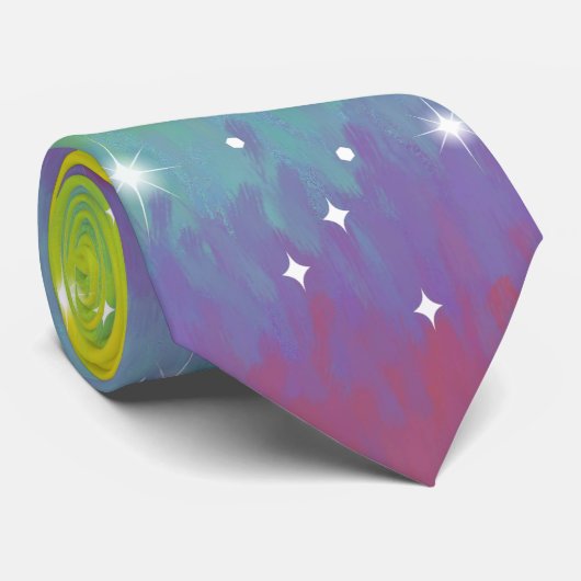 Pastel Impressionist Rainbow Sparkle Celebration Krawatte (Gerollt)