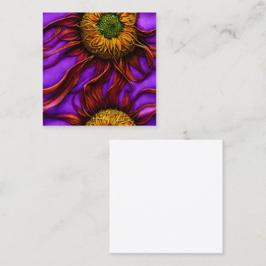 Pastel Ink Flow Intricate Sonnenblume botanisch Quadratische Visitenkarte (Vorne/Hinten)