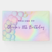 Pastel Iridescent Balloon Arch Geburtstag Willkomm Banner (Horizontal)