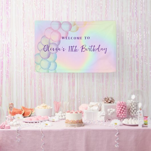 Pastel Iridescent Balloon Arch Geburtstag Willkomm Banner (Party)